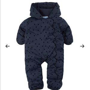 Jacadi Navy black dot snow suit! 9-12 months